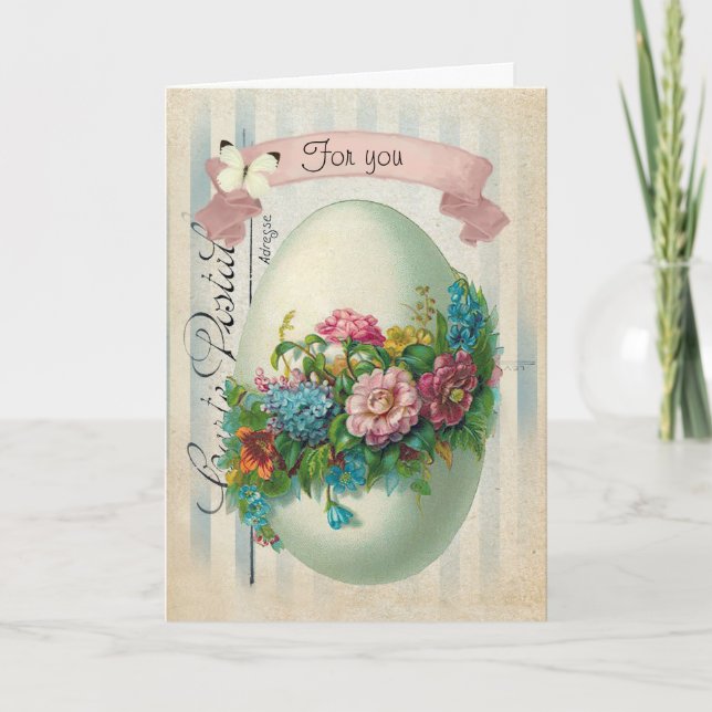 Cartes Pour Fêtes Annuelles Oeuf à fleurs de Pâques victorien (Devant)