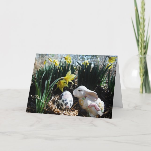 Cartes Pour Fêtes Annuelles Oeuf blanc de lapin et de vache (Devant)