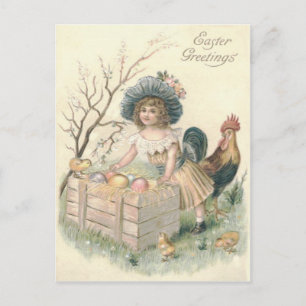Cartes Pour Fêtes Annuelles Oeuf coloré de coq de poulet de Pâques