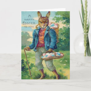 Cartes Pour Fêtes Annuelles Oeuf coloré par panier de lapin de Pâques