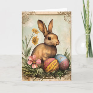 Cartes Pour Fêtes Annuelles OEuf de lapin Rétro Pâques