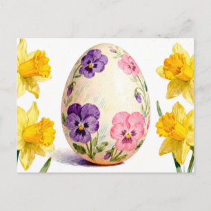 Cartes Pour Fêtes Annuelles Œuf de Pâques à la peinture aquarelle de pensée vi