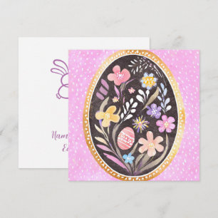 Cartes Pour Fêtes Annuelles Oeuf de Pâques à l'aquarelle botanique avec or mod