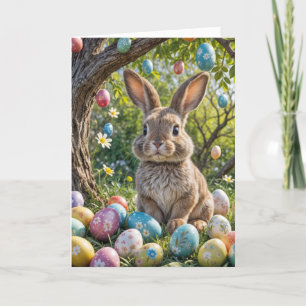 Cartes Pour Fêtes Annuelles Oeuf de Pâques avec lapin