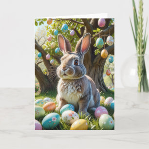 Cartes Pour Fêtes Annuelles Oeuf de Pâques avec lapin