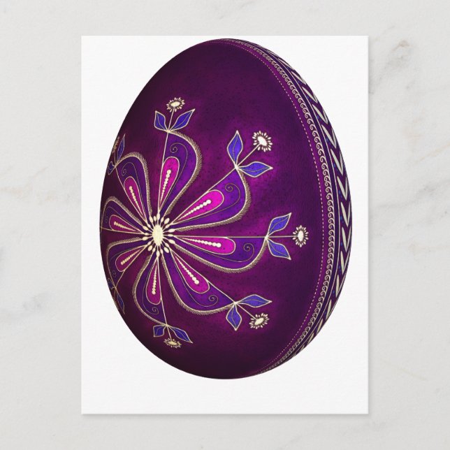 Cartes Pour Fêtes Annuelles Oeuf de Pâques Purple Pysanky (Devant)