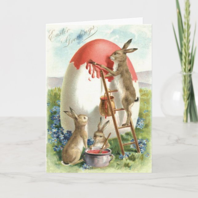 Cartes Pour Fêtes Annuelles Oeuf De Peinture De Lapin De Pâques Oubliez Moi Pa (Devant)