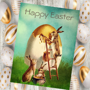 Cartes Pour Fêtes Annuelles Oeuf lapin vintage Retro Pâques