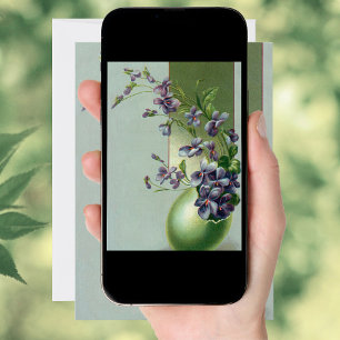 Cartes Pour Fêtes Annuelles Oeuf vintage de Pâques aux fleurs violettes floris