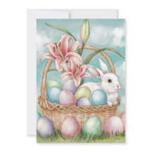 Œufs aquarelle et pastel Lily avec lapin dans un p
