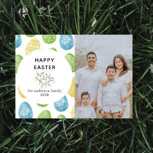 Cartes Pour Fêtes Annuelles Œufs aquarelle modernes élégants Bonne Pâques Phot