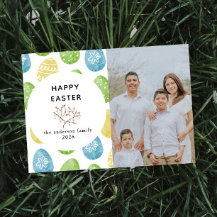 Cartes Pour Fêtes Annuelles Œufs aquarelle modernes élégants Joyeuses Pâques P