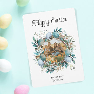 Cartes Pour Fêtes Annuelles Oeufs aquarelles Wreath Happy Famille de Pâques Ph