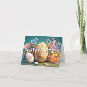 Cartes Pour Fêtes Annuelles Oeufs colorés mignons et fleur de printemps Collag