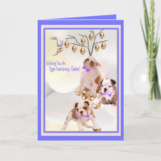 Cartes Pour Fêtes Annuelles Oeufs de chiot de bouledogue - souhaits de
