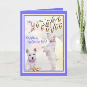 Cartes Pour Fêtes Annuelles Oeufs de chiot de Westie - souhaits de Traordinary