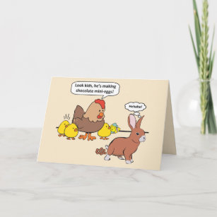 Cartes Pour Fêtes Annuelles Oeufs de chocolat de lapin de Pâques amusants