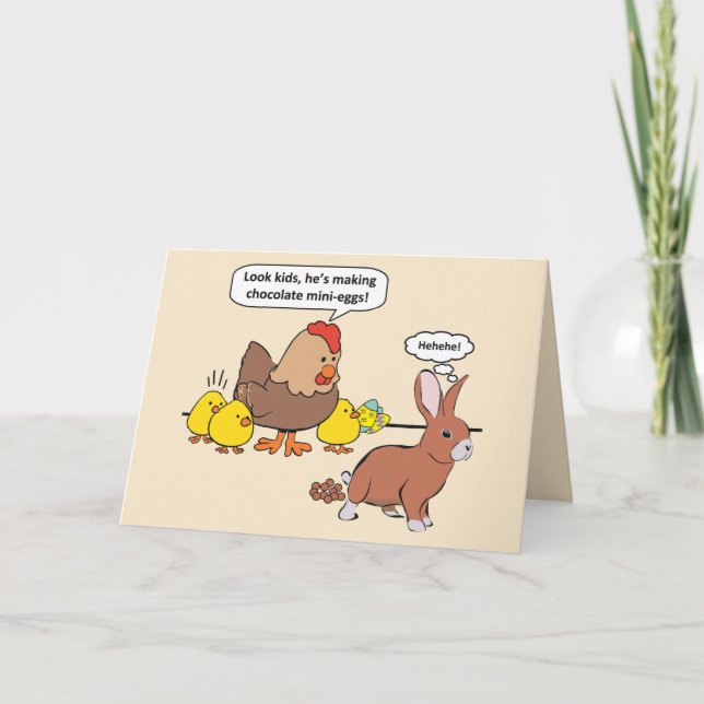 Cartes Pour Fêtes Annuelles Oeufs de chocolat de lapin de Pâques amusants (Devant)