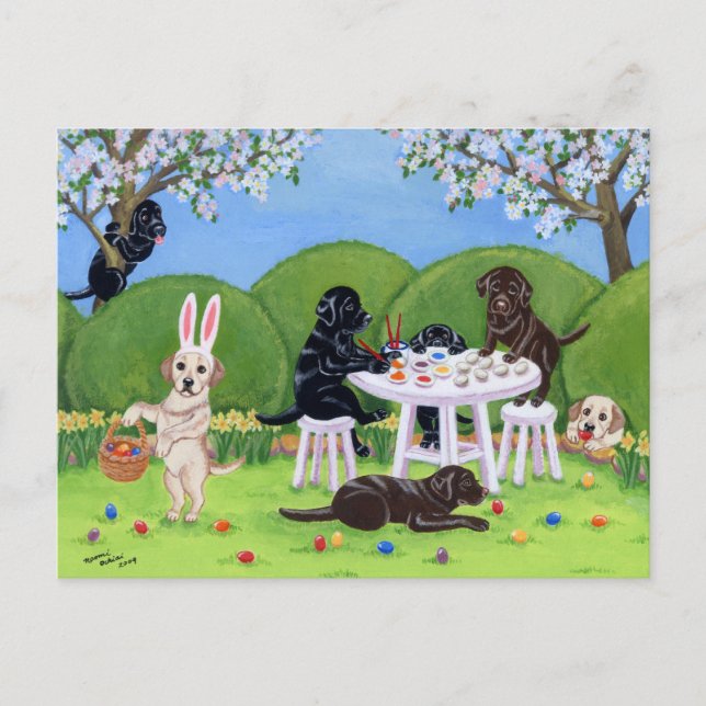 Cartes Pour Fêtes Annuelles Oeufs de Labrador et de pâques (Devant)