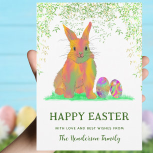 Cartes Pour Fêtes Annuelles Œufs de lapin de Pâques personnalisés aquarelle