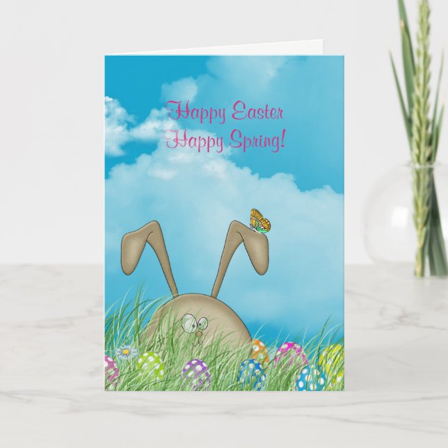 Cartes Pour Fêtes Annuelles OEufs de lapin et de pois de Pâques (Devant)