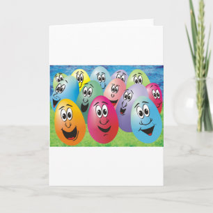 Cartes Pour Fêtes Annuelles Oeufs de Pâques aux visages