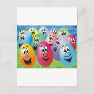 Cartes Pour Fêtes Annuelles Oeufs de Pâques aux visages