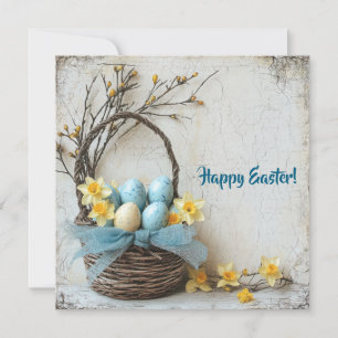 Cartes Pour Fêtes Annuelles OEufs de Pâques bleu vintage aquarelles