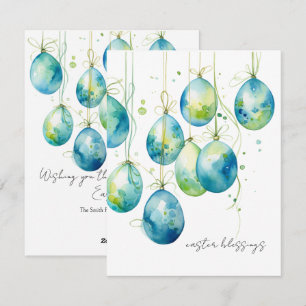 Cartes Pour Fêtes Annuelles Œufs de Pâques Bondi Blue et Spring sur une ficell
