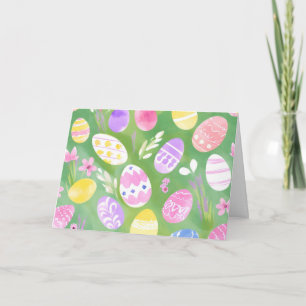 Cartes Pour Fêtes Annuelles Œufs de Pâques Chasse aux œufs aquarelle pastel