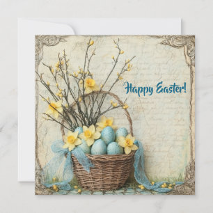 Cartes Pour Fêtes Annuelles OEufs de Pâques chics vintages dans la jonquille d