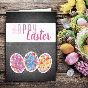 Cartes Pour Fêtes Annuelles Œufs de Pâques Colorés Tableau Noir Joyeuses Pâque
