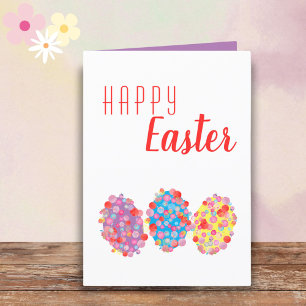 Cartes Pour Fêtes Annuelles Œufs de Pâques Colorés Taches d'Aquarelle Joyeuses