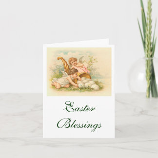 Cartes Pour Fêtes Annuelles Oeufs de Pâques Cornucopia Paysage Vintage