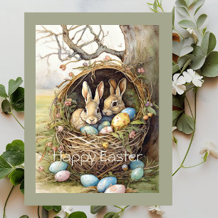 Cartes Pour Fêtes Annuelles Œufs de Pâques de lapin mignon forêt