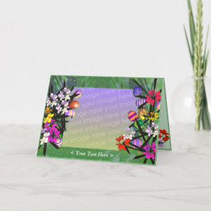 Cartes Pour Fêtes Annuelles Oeufs de Pâques et fleurs Photo