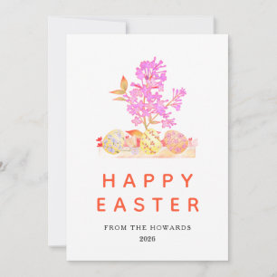 Cartes Pour Fêtes Annuelles Œufs de Pâques Floraux Élégants Joyeuses Pâques