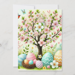 Cartes Pour Fêtes Annuelles Œufs de Pâques floraux pastel aquarelle 