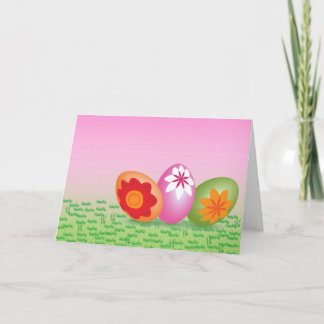 Cartes Pour Fêtes Annuelles Oeufs de pâques sur le rose