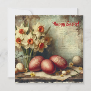 Cartes Pour Fêtes Annuelles Œufs de Pâques vintage uniques jaunes jonquilles