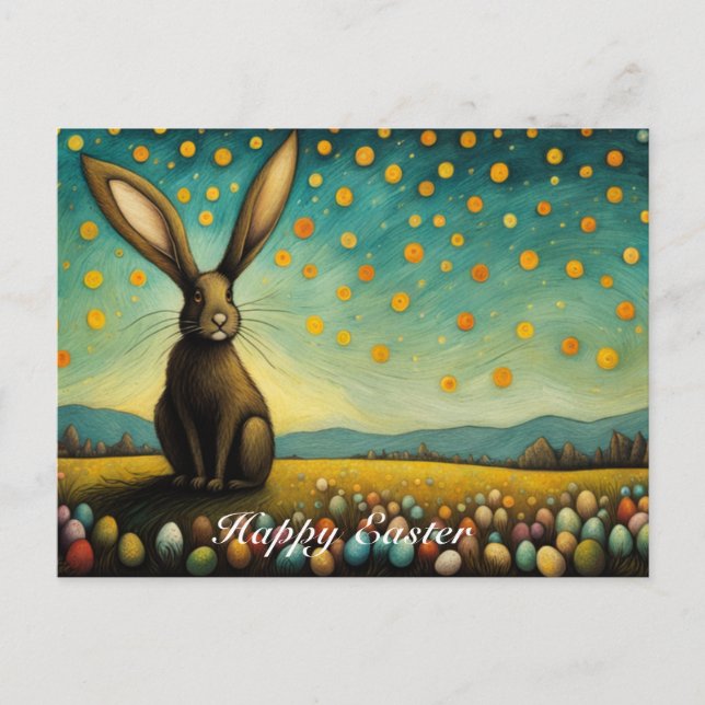 Cartes Pour Fêtes Annuelles Oeufs de Pâques Whimsical Bunny Joyeux Vacances (Devant)
