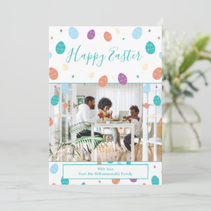 Cartes Pour Fêtes Annuelles Oeufs de Pâques Whimsical Turquoise Famille Photo