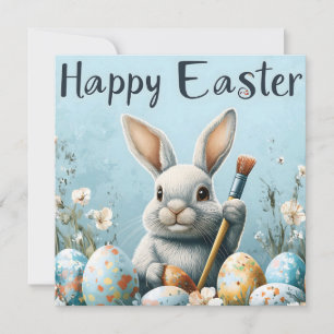 Cartes Pour Fêtes Annuelles Oeufs de peinture de lapin de Pâques mignons : Art