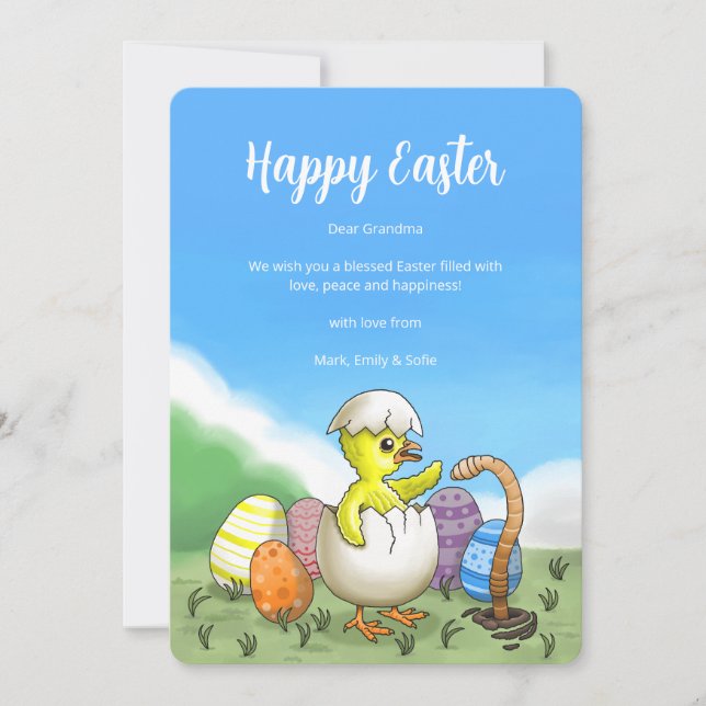 Cartes Pour Fêtes Annuelles OEufs de poulet de Pâques (Devant)