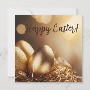 Cartes Pour Fêtes Annuelles oeufs d'or festifs dans un nid pour Pâques