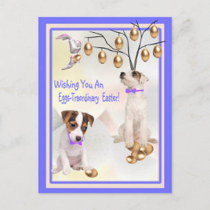 Cartes Pour Fêtes Annuelles Oeufs Jack Russell - Voeux Pâques Parfaits