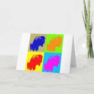 Cartes Pour Fêtes Annuelles Œuvre d'art bison buffle Pop Art Rétro