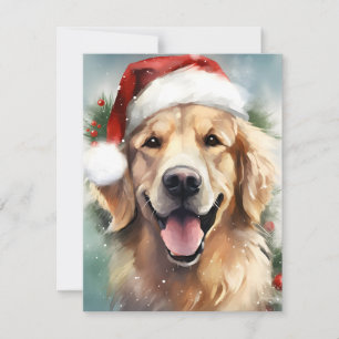 Cartes Pour Fêtes Annuelles OEuvre de peinture de Noël Golden Retriever