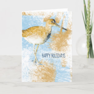 Cartes Pour Fêtes Annuelles Oeuvres d'art de Willet Shorebird Beach