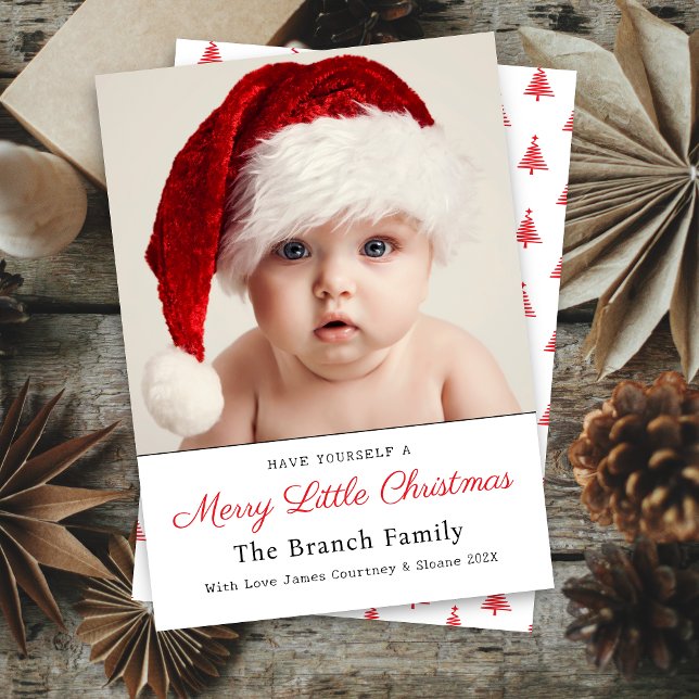 Cartes Pour Fêtes Annuelles Officiellement Un Joyeux Petit Photo De Famille De (Cute elegant have yourself a merry little Christmas single photo Christmas card for babys first)